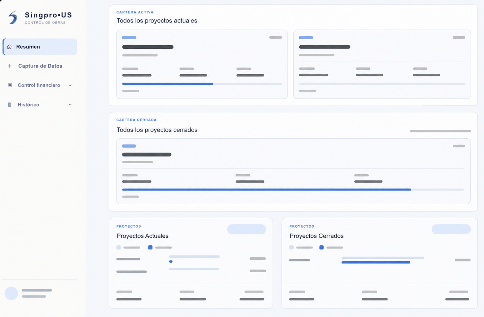 Anonymized view of a business platform for project control
